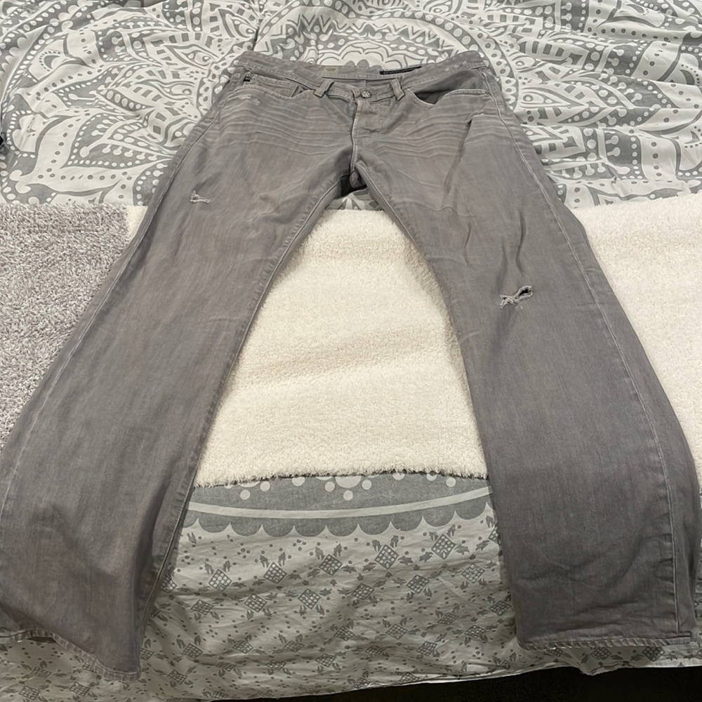 Adriano Goldschmied (AG) protégé straight leg distressed grey jeans 34x34